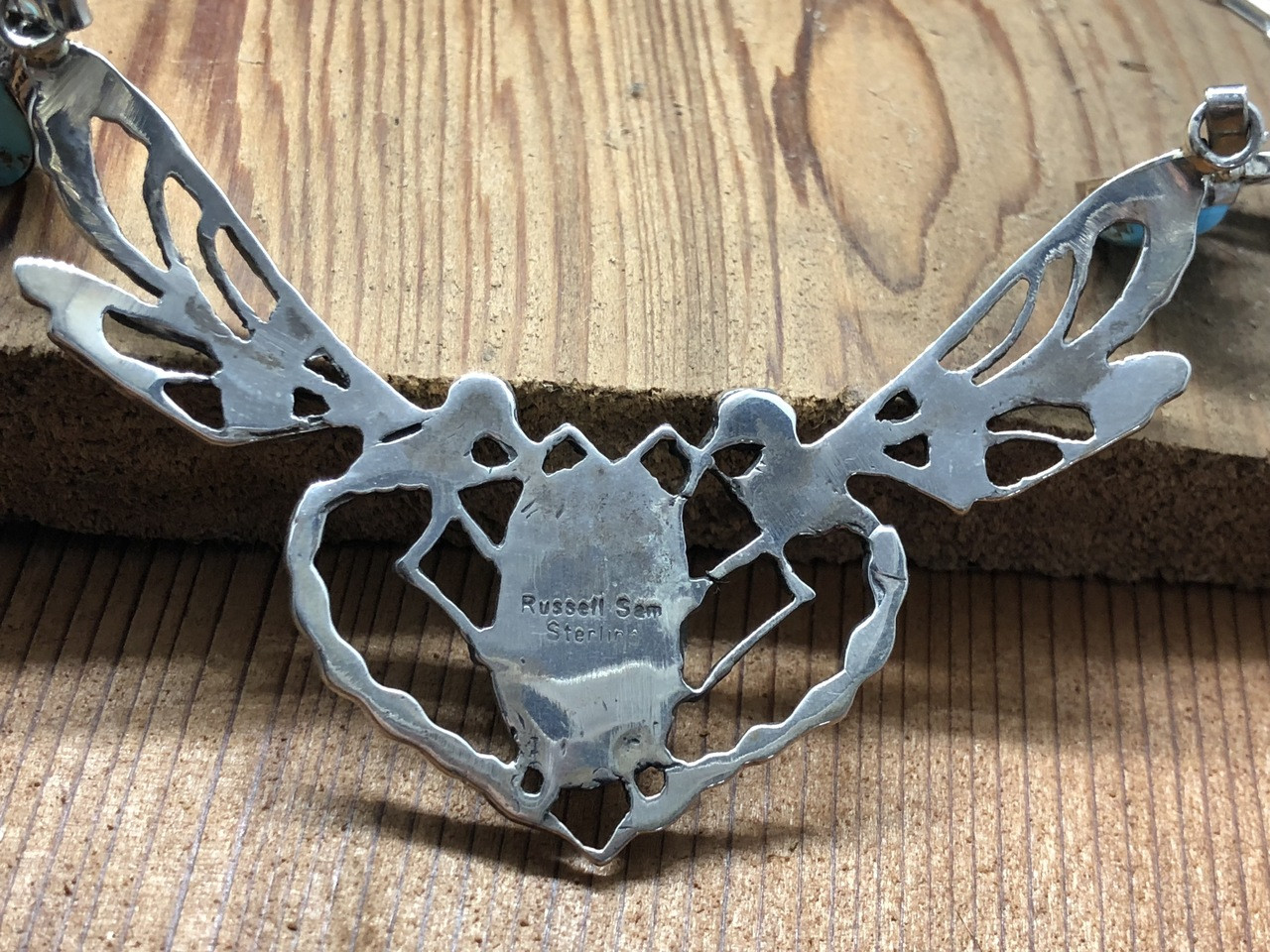Navajo Handmade Sterling Silver Squash Blossom Pendant Russel Sam