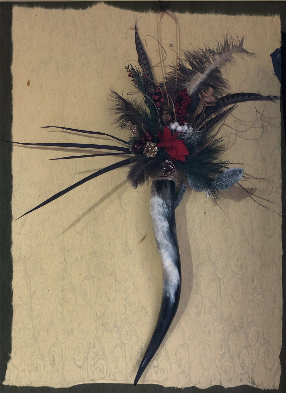 Texas Longhorn With Ostrich Feathers Slow Water Trading Post