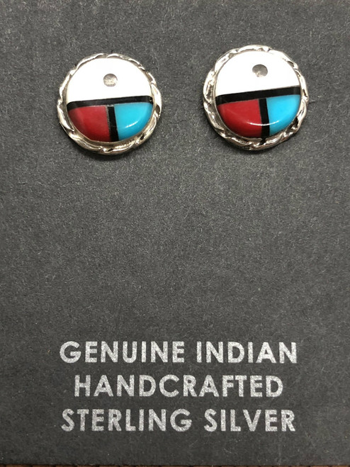 Small Sunface Zuni Post Earrings.