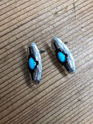 Navajo Shadowbox Turquoise Earrings