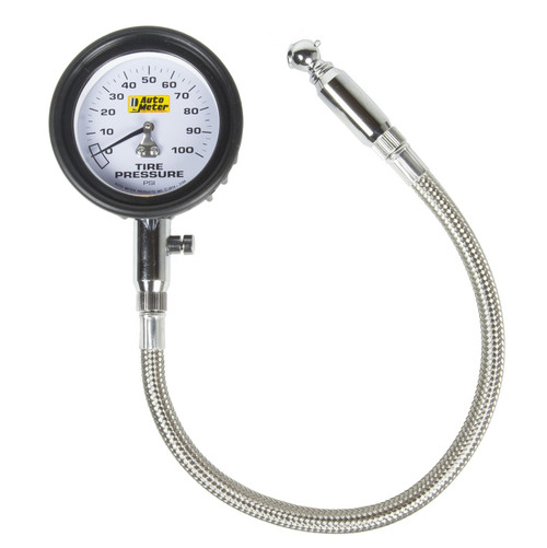 AUTOMETER Tire Press. Gauge 0-100 PSI Analog w/Bleed Valve