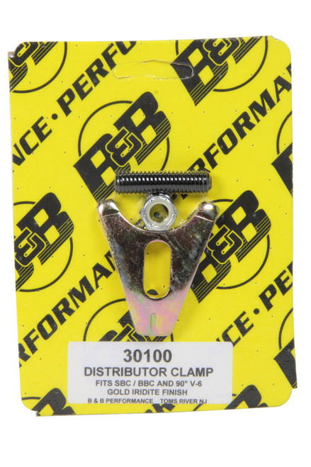 B and B PERFORMANCE PRODUCTS Distributor Clamp - Chevy V8- Gold