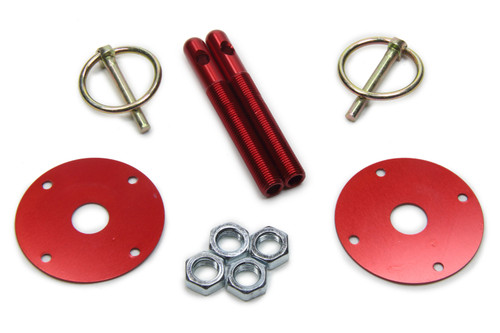 FIVESTAR Hood Pin Kit  3/8in Alum Red 2-pack