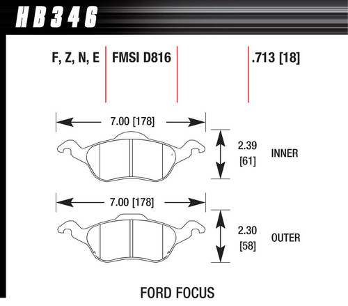 HAWK BRAKE Motorsports Brake Pads Ford Focus Blue Compound