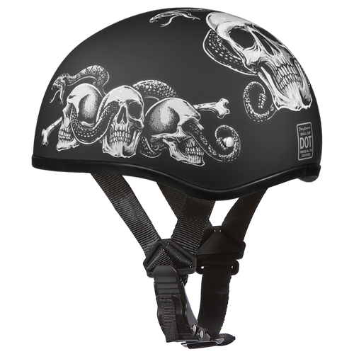Daytona Helmets D.O.T. DAYTONA SKULL CAP- W/ SNAKE SKULLS