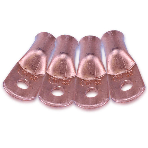 MECHMAN ALTERNATORS 1/0 Gauge Copper Cable End 1/4in Hole 4 Pack