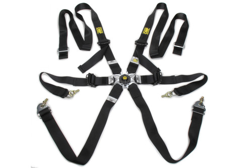 OMP RACING, INC. Safety Harness In Poly 6pt Black P/D Steel Adj