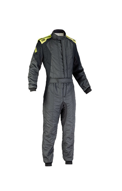 OMP RACING, INC. First Evo Suit Dark Grey /Yellow 54 Medium / Lrg