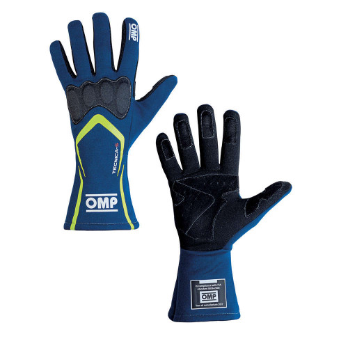 OMP RACING, INC. TECNICA-S Gloves Blue Yellow Sm