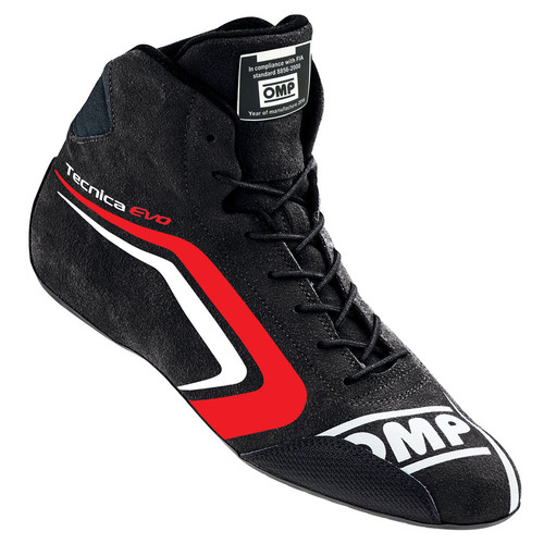 OMP RACING, INC. TECNICA EVO SHOES BLACK/ RED SIZE 45