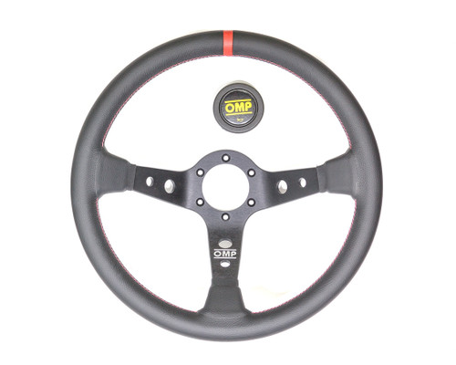 OMP RACING, INC. Corsica Steering Wheel Black and Red Leather