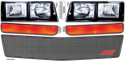 ALLSTAR PERFORMANCE M/C SS Nose Decal Kit Mesh Grille 1983-88