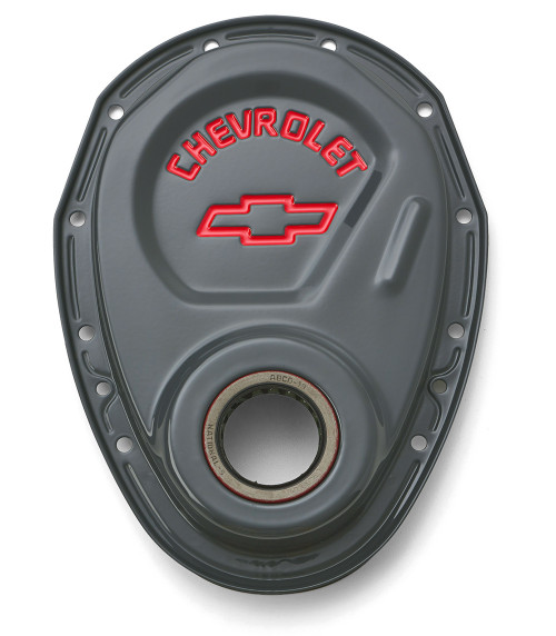 PROFORM SBC Timing Cover Shark Gray w/Bowtie Logo