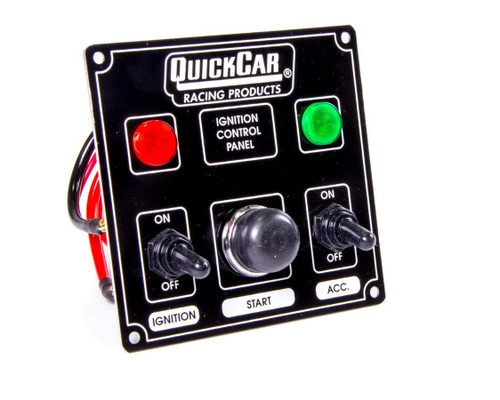 QUICKCAR RACING PRODUCTS Ignition Panel Black w/ 1 Acc. & Lights