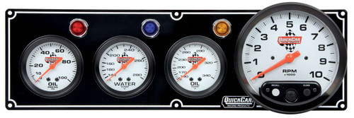 QUICKCAR RACING PRODUCTS 3-1 Gauge Panel OP/WT/OT w/5in Tach Black