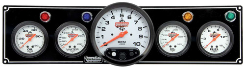 QUICKCAR RACING PRODUCTS 3-1 Gauge Panel OP/WT/OP /FP w/5in Tach Black