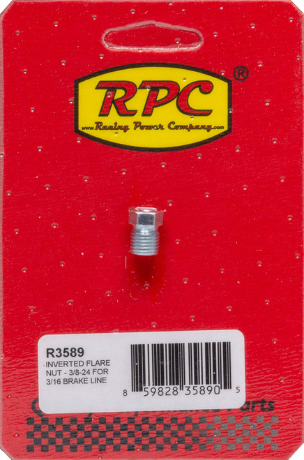 RACING POWER CO-PACKAGED Inverted Flare Nut - 3/8 -24 For 3/16 Brake Line
