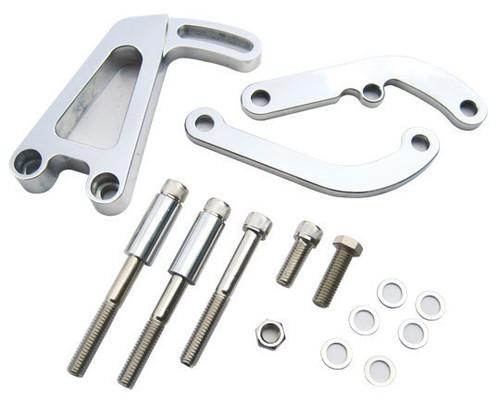 RACING POWER CO-PACKAGED SBC Billet Alum Power St eering Bracket Chome