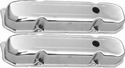 RACING POWER CO-PACKAGED Chrome Steel Chrysler 383-440 Short Valve Covr