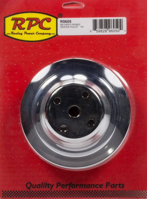 RACING POWER CO-PACKAGED Chrome Steel Water Pump Pulley 2groove Long WP