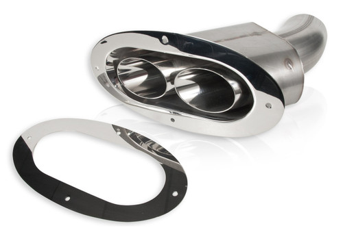 STAINLESS WORKS Through body Exhaust Tip Angled-Oval 3in Inlet