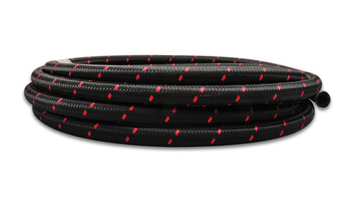 VIBRANT PERFORMANCE 5ft Roll -12 Black Red Nylon Braided Flex Hose