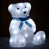 26CM Acrylic Sitting Baby Bear with Blue Bow Tie LED Lights