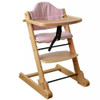 Baby High Chair Natural Solid Wood w/Tray Pad Safety Straps