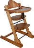 Baby High Chair Maple Solid Wood w/Tray Pad Safety Straps