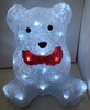 25CM 3D Acrylic Sitting Baby Bear with Red Bow Tie White LED Christmas Lights