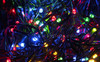 12.5M 300 LED Solar Multi Colours Christmas Icicle Lights with Steady On and Flashing Functions (Green Wire)
