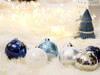 9pcs 6cm Blue Silver Snowy House Merry Christmas Bauble Ornaments