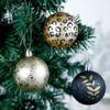 9pcs 6cm Black Gold Merry Christmas Bauble Ornaments