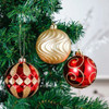 16pcs 8cm Red Gold Christmas Bauble Ornaments