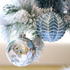 16pcs 8cm Blue Silver Leaves Merry Christmas Bauble Ornaments