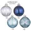 24pcs 6cm Blue Silver Christmas Bauble Ornaments