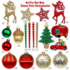 90pcs Red Green Golden Christmas Tree Bauble Ornaments