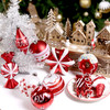 60pcs Red White Candy Collection Christmas Bauble Ornaments