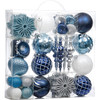 70pcs Blue Silver Winter Wishes Christmas Bauble Ornaments