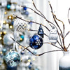 80pcs Blue Silver Owl Christmas Bauble Ornaments