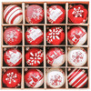 16pcs 8cm Red White Snowy House Christmas Bauble Ornaments