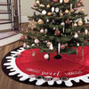 122cm Red White Christmas Tree Skirt Embroidered Home Sweet Candy