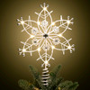 21cm Silver White Christmas Tree Flower Topper LED Warm White Lights