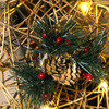 26cm Vintage Rattan Star Christmas Tree Topper with Pine Cone Berries and LED Lights