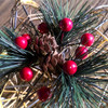 26cm Vintage Rattan Star Christmas Tree Topper with Pine Cone Berries and LED Lights