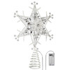 23cm Silver White Christmas Tree Topper with LED Lights - Snowflake Shape