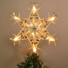 23cm Silver White Christmas Tree Topper with LED Lights - Snowflake Shape