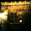 LED warm white icicle lights clear wire