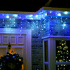 LED blue white icicle lights clear wire