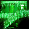 LED green icicle lights clear wire